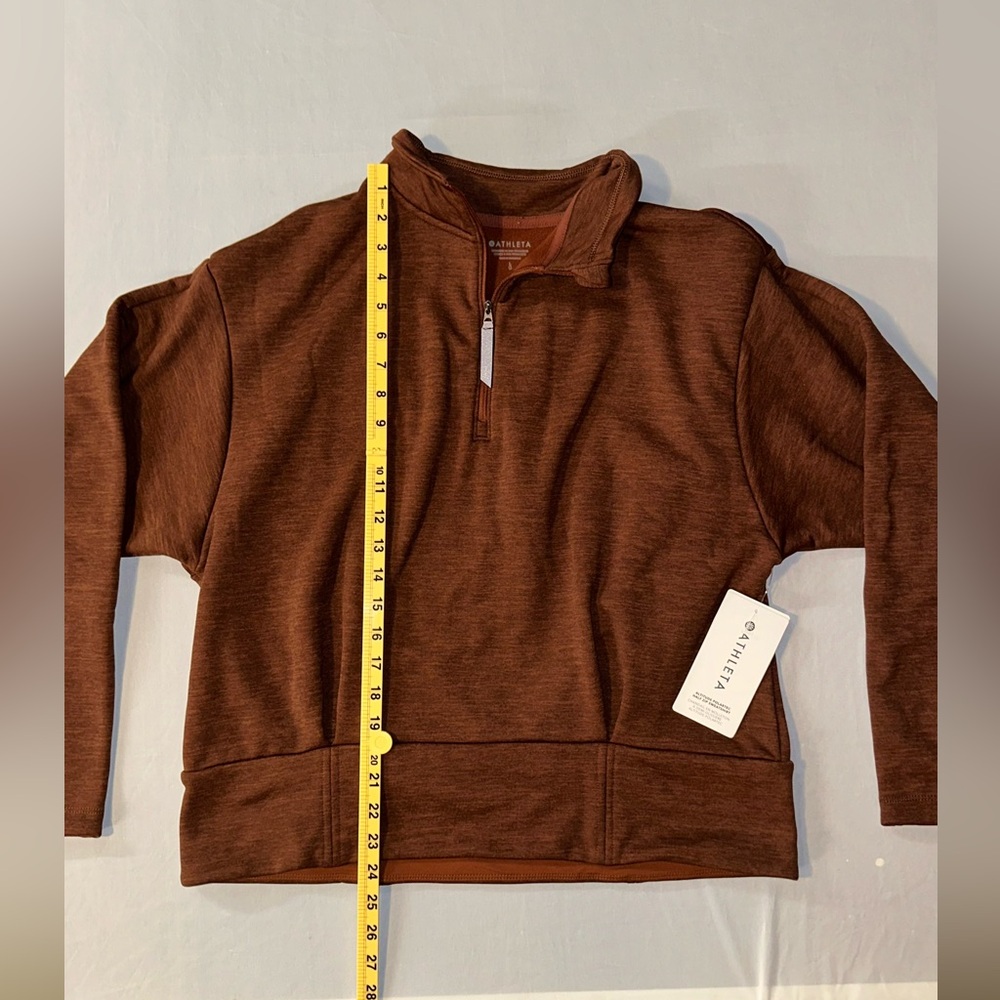 ATHLETA • NWT Altitude Polartec Half Zip Sweatshirt • Size L  Mahogany Heather - Picture 6 of 9